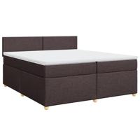 Boxspring met matras stof donkerbruin 200x200 cm - thumbnail