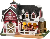 Lemax red barn veterinary hospital verlicht kersthuisje Harvest Crossing 2024 - thumbnail