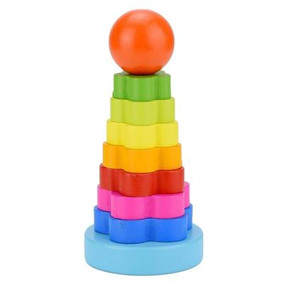 Kleurrijke Rainbow Jenga Tower column vroege onderwijs intellectueel hout speelgoed