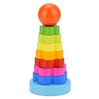 Kleurrijke Rainbow Jenga Tower column vroege onderwijs intellectueel hout speelgoed - thumbnail
