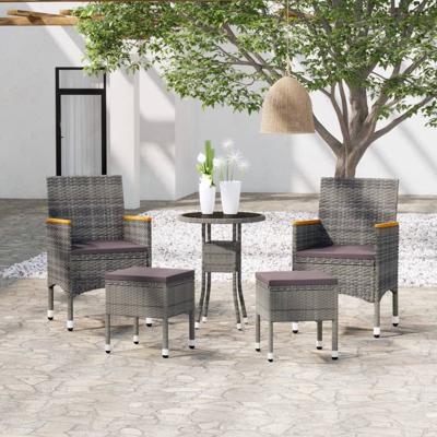 5-delige Loungeset poly rattan grijs - thumbnail