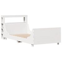 Bedframe zonder matras massief grenenhout wit 140x190 cm - thumbnail