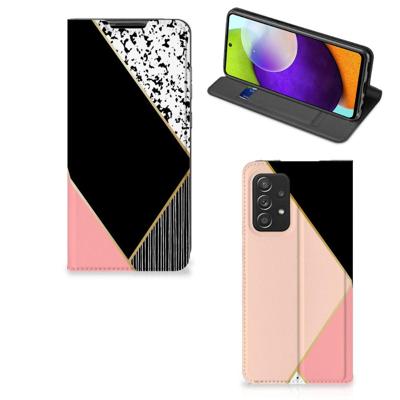 Samsung Galaxy A52 Stand Case Zwart Roze Vormen