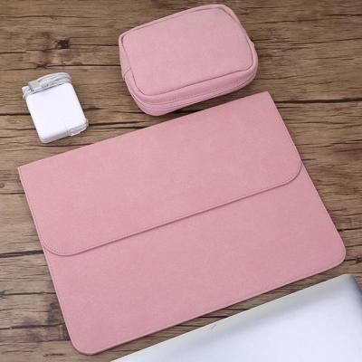 2 in 1 horizontale Matte Laptop Inner leerzak + Power Bag voor MacBook Air 11 6 inch A1465 (2012-2015) / A1370 (2010-2011) (roze)