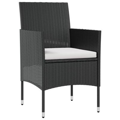 8-delige Loungeset met kussens poly rattan zwart