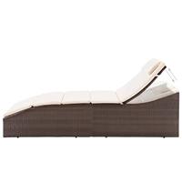 Ligbed met kussen poly rattan bruin - thumbnail