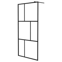 Inloopdouchewand 100x195 cm gehard glas zwart - thumbnail