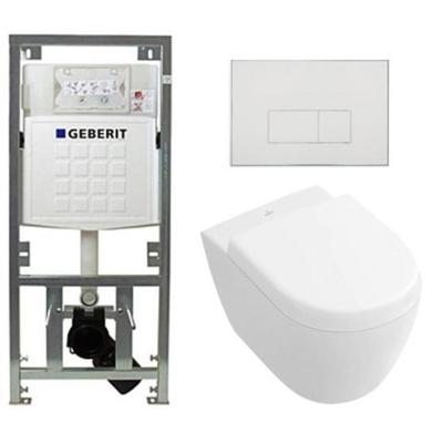 Villeroy & Boch Subway 2.0 compact DirectFlush Toiletset - Geberit reservoir - softclose - quickrelease - bedieningsplaat rechthoekige knoppen - wit 0701131/1024232/SW706187/1025456/