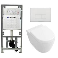 Villeroy & Boch Subway 2.0 compact DirectFlush Toiletset - Geberit reservoir - softclose - quickrelease - bedieningsplaat rechthoekige knoppen - wit 0701131/1024232/SW706187/1025456/ - thumbnail