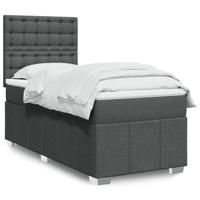 Boxspring met matras stof donkergrijs 90x190 cm - thumbnail