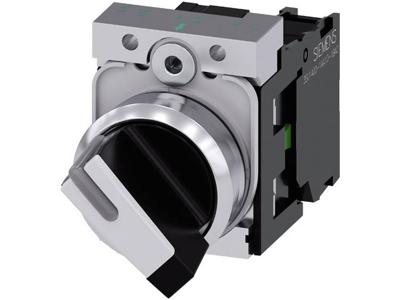 Siemens 3SU11502BF601BA0 3SU1150-2BF60-1BA0 Draaischakelaar Metalen frontring, Hoogglans Zwart, Wit 1 x 90 ° 1 stuk(s)