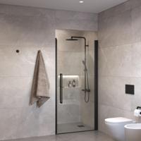 Sanivo Suno Nisdeur draaideur 80 cm Mat Zwart Helder Glas 8 mm Nano - thumbnail