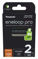 Panasonic BK-3HCDE/2BE eneloop pro Ready-to-Use Ni-MH batterijen, AA/Mignon, 2-pack, min. 2500 mAh, levensduur van 500 laadcycli, met geringe zelfontlading, oplaadbare,in plasticvrije verpakking,Zwart - thumbnail