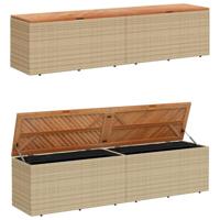 Tuinbox 220x50x54 cm poly rattan en acaciahout beige - thumbnail