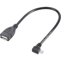 Renkforce RF-4080777 USB-kabel USB 2.0 USB-micro-B stekker, USB-A bus 0.10 m Zwart Met OTG-functie, Vergulde steekcontacten - thumbnail