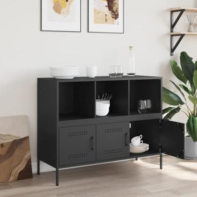 Dressoir 100,5x39x79 cm staal zwart