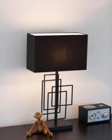 Zwarte tafellamp met schakelaar E27 fitting en stoffen kap By Rydens Paragon - thumbnail