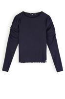 NoBell Meisjes t-shirt fijne rib - Kiss - Navy blauw - thumbnail