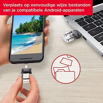 SanDisk Ultra® Dual Drive m3.0 USB-stick smartphone/tablet 256 GB USB-A 3.2 Gen 1 SanDisk Ultra® Dual Drive m3.0 USB-stick smartphone/tablet 256 GB USB-A 3.2 Gen 1