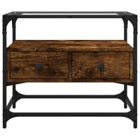 Tv-meubel met glazen blad 60x35x51 cm hout gerookt eikenkleurig - thumbnail
