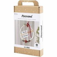 Creativ Company Hobbyset macramé, kerstkrans, mosgroen, kerstrood, off-white, 1 doos - thumbnail