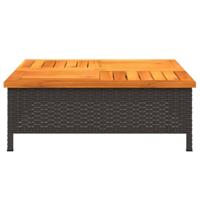 Tuintafel 70x70x25 cm poly rattan en acaciahout zwart - thumbnail