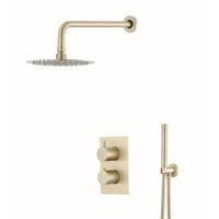 Inbouw Regendouche Set BWS Gold Wanduitloop en 20 cm Hoofddouche Mat Goud - thumbnail
