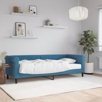 Slaapbank met matras 100x200 cm fluweel blauw - thumbnail
