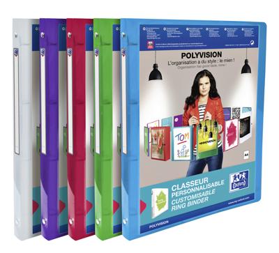 Presentatieringband Oxford Polyvision A4 4-rings O-mech 20mm assorti Presentatieringband Oxford Polyvision A4 4-rings O-mech 20mm assorti