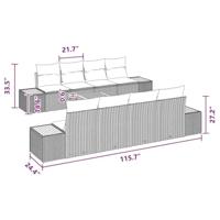 Tuinbankenset met kussen 9 pcs Zwart Poly riet - thumbnail