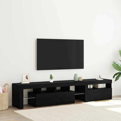 TV-kast 2 pcs Zwart Eiken 260 x 37 x 40 cm Bewerkt hout