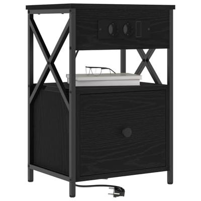 Nachtkastje 2 pcs Zwart eiken 40 x 31 x 60 cm Bewerkt hout