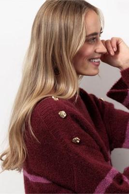 Studio Anneloes Suzette Stripe Pullover 13229 Trui 3047 Bordeaux/orchid