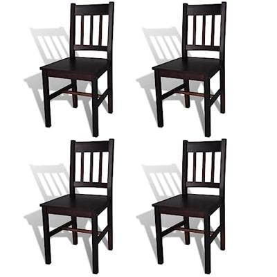Eetkamerstoelen 4 st grenenhout donkerbruin
