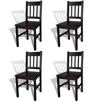 Eetkamerstoelen 4 st grenenhout donkerbruin - thumbnail
