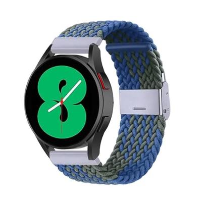 By Qubix - Braided nylon bandje - Groen/blauw - Compatible met Garmin Vivoactive 6 / Vivoactive 5 / Vivoactive 3 - Compatible Garmin bandje - Bandbreedte: 20mm