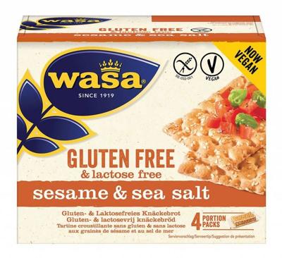 Wasa Knackebrod met sesam en zeezout glutenvrij 240 Gram Wasa Knackebrod met sesam en zeezout glutenvrij 240 Gram