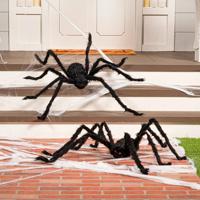 JOYIN Halloween realistische harige spinnen set (2 stuks), Halloween Spider rekwisieten, enge spinnen met dezelfde maat voor binnen en buiten decoraties (119,4 cm, 119,4 cm) - thumbnail