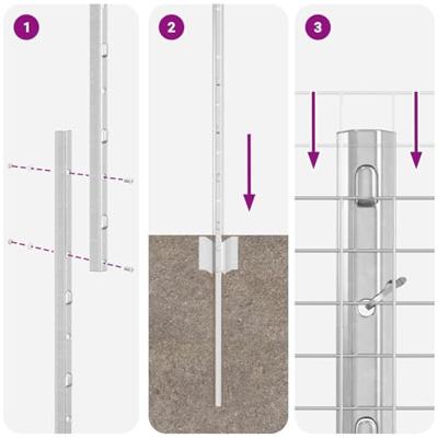 VidaXL Hek met paal zilver 1 x 25 m staal