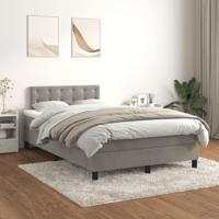 Boxspring met matras fluweel lichtgrijs 120x190 cm - thumbnail