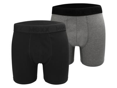 MEXX Set van 2 heren boxers (Zwart/middengrijs, L)