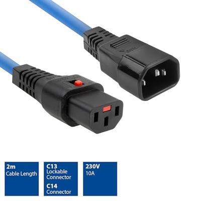 ACT AK5200 Netsnoer C13 IEC Lock | C14 | Blauw | 2 meter