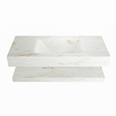 MONDIAZ ALAN-DLUX 100cm planchet Frappe. Vrijhangende wastafel CLOUD midden 1 kraangat, kleur Frappe.