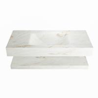 MONDIAZ ALAN-DLUX 100cm planchet Frappe. Vrijhangende wastafel CLOUD midden 1 kraangat, kleur Frappe. - thumbnail