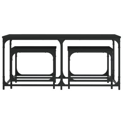 3-delige Tafeltjesset bewerkt hout zwart 3-delige Tafeltjesset bewerkt hout zwart