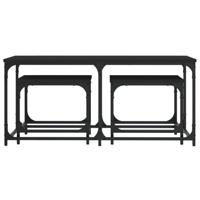 3-delige Tafeltjesset bewerkt hout zwart - thumbnail