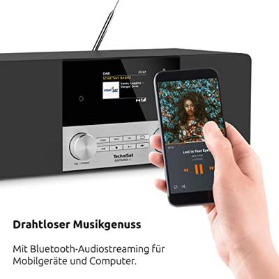 TechniSat DigitRadio 4 C - Stereo digitale radio (DAB+, FM, kleurendisplay, Bluetooth, hoofdtelefoonaansluiting, AUX-ingang, wekker, OLED-display, 20 Watt RMS, Elac luidspreker) Kleurendisplay. zwart