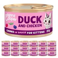 Edgard & Cooper eend en kip kitten natvoer blikjes 18 x 85gr - thumbnail