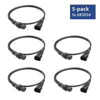 ACT Netsnoer C13 IEC Lock - C14 zwart 2 m, PC1021, 5-Pack - thumbnail