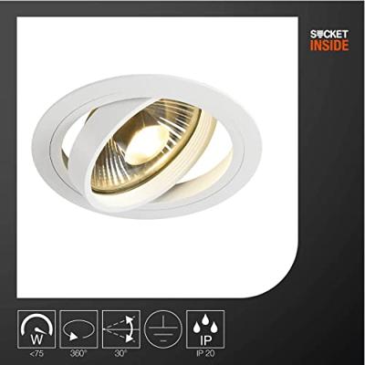 SLV 113540 New Tria 1 Inbouwlamp Halogeen, LED GU10 75 W Wit (mat) SLV 113540 New Tria 1 Inbouwlamp Halogeen, LED GU10 75 W Wit (mat)